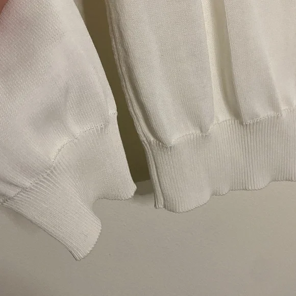 Salvatore Ferragamo White Cardigan Cable Knit VNeck Button Down Sweater XL - Picture 10 of 10